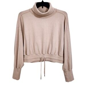 Sweaty Betty Melody Luxe Fleece Drawstring Turtleneck Sweatshirt Size 14 Pink‎